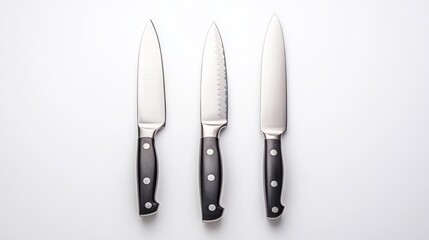 Knife Set Mockup on White Background. Generative AI