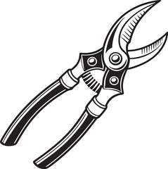 Pruning Shears Rustic Tool for Gardening, Silhouette vector art illustration