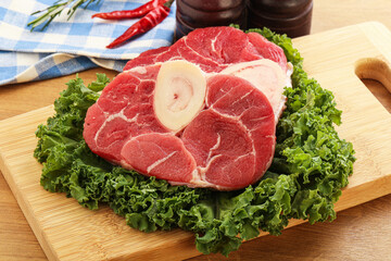 Raw ossobuco beef meat for cooking