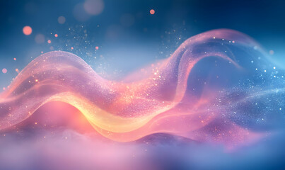 Glowing wave, cosmic dust, blue backdrop, design element