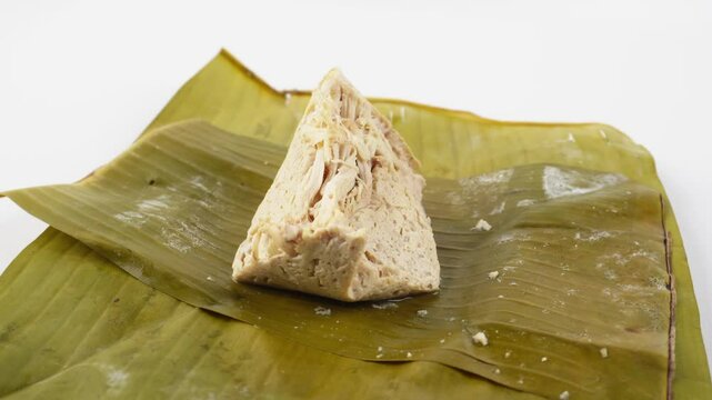 Pepes tahu rotating on isolated white