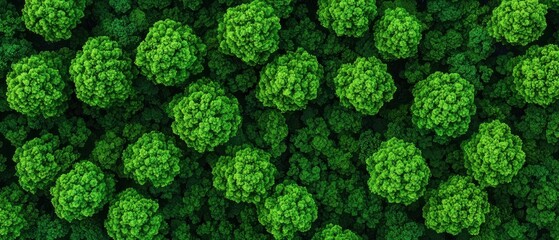 Creative strategies for carbon footprint reduction and offset. Lush green foliage densely packed, showcasing a vibrant, natural texture from a bird's-eye view.