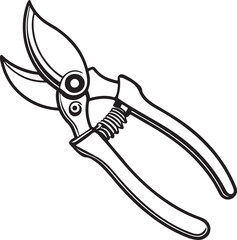 Pruning Shears Rustic Tool for Gardening, Silhouette vector art illustration