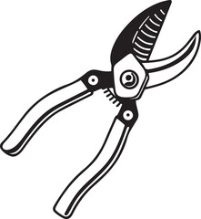Pruning Shears Rustic Tool for Gardening, Silhouette vector art illustration