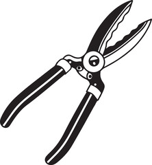 Pruning Shears Rustic Tool for Gardening, Silhouette vector art illustration