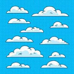 Comic cartoon cloud set illustration design