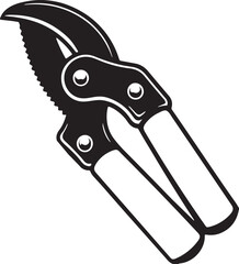 Pruning Shears Rustic Tool for Gardening, Silhouette vector art illustration