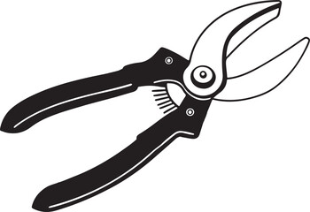 Pruning Shears Rustic Tool for Gardening, Silhouette vector art illustration