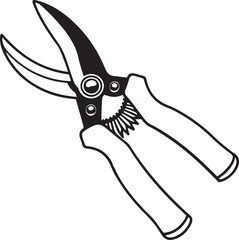 Pruning Shears Rustic Tool for Gardening, Silhouette vector art illustration