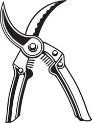 Pruning Shears Rustic Tool for Gardening, Silhouette vector art illustration