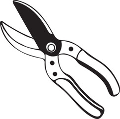 Pruning Shears Rustic Tool for Gardening, Silhouette vector art illustration