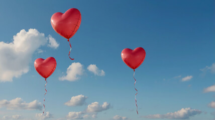 Heart Balloons Floating in the Air