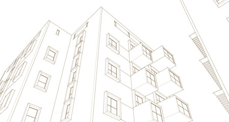 urban architecture with consoles 3d illustration