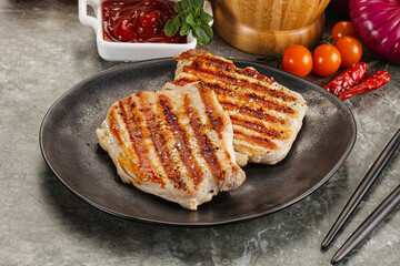 Tasty grilled pork meat steak