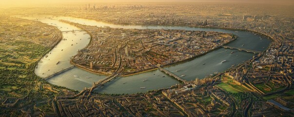 Aerial view of London and the River Thames