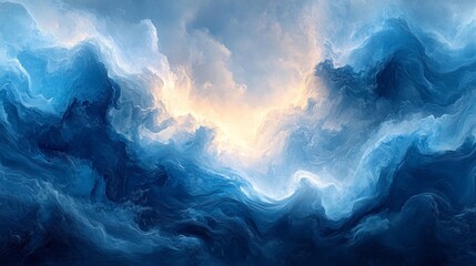 Naklejka premium Abstract Artistic Water and Sky Inspired Digital Artwork. Generative AI