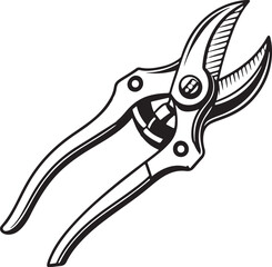 Pruning Shears Rustic Tool for Gardening, Silhouette vector art illustration
