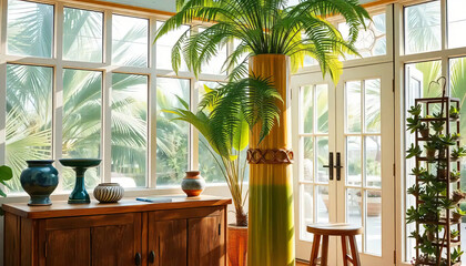 A_icon_of_In_an_ethereal,_sun-drenched_conservatory,_an_ensemble_of_eco-friendly_objects_harmoniously_coexist,_their_vibrant_hues_and_organic Generative AI