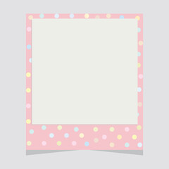 Cute Pink Frame with Colorful Dots Vector. Adorable pink frame adorned with multicolored dots. Suitable for invitations, scrapbooking, or children&rsquo;s stationery
