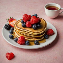 Valentine’s Breakfast with Pancakes and Berries