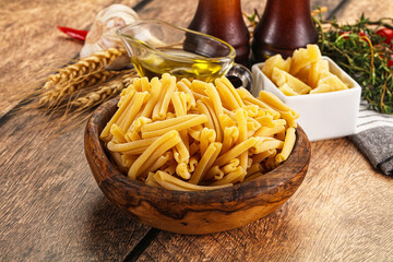 Raw dry Italian pasta - casarecce