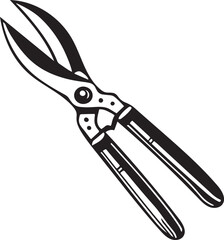 Pruning Shears Rustic Tool for Gardening, Silhouette vector art illustration