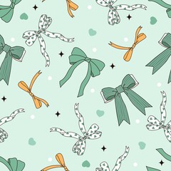 St. Patricks Day Coquette Bows Seamless Pattern