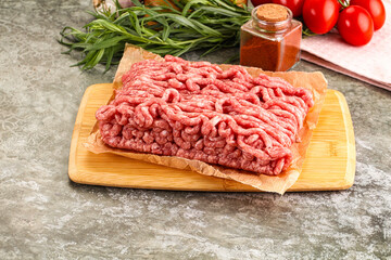 Raw uncooked red minced meat