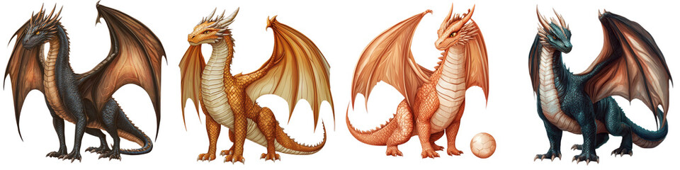 Majestic Fire Breathing Dragons in a Fantasy Realm of Mythical Creatures and Legends