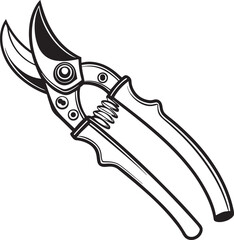 Pruning Shears Rustic Tool for Gardening, Silhouette vector art illustration