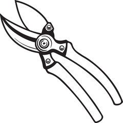 Pruning Shears Rustic Tool for Gardening, Silhouette vector art illustration