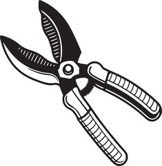 Pruning Shears Rustic Tool for Gardening, Silhouette vector art illustration