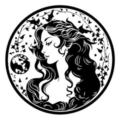 Lilith &ndash; A Stunning and Symbolic Representation of the Mythological Figure. Perfect for Spiritual Art, Esoteric Decor, Tattoos, Posters. Feminine Power, Mystery, and Independence