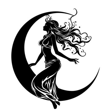 Lilith &ndash; A Stunning and Symbolic Representation of the Mythological Figure. Perfect for Spiritual Art, Esoteric Decor, Tattoos, Posters. Feminine Power, Mystery, and Independence