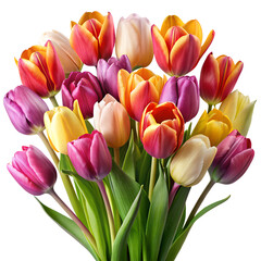 bouquet of pink tulips on transparent background png © Roushon