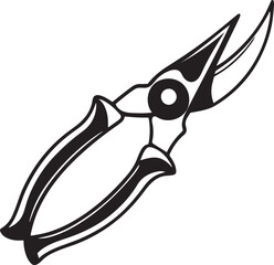 Pruning Shears Rustic Tool for Gardening, Silhouette vector art illustration