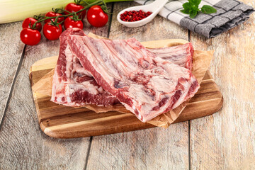 Raw pork ribs for cooking