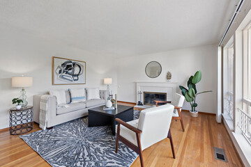 modern living room and fireplace