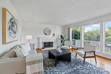 modern living room with fireplace