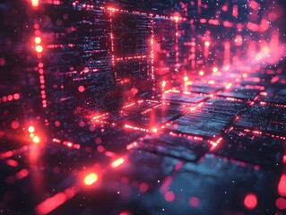 Obraz premium Glowing Blockchain Contracts Validated by Futuristic Automated Systems in Legal Setting
