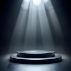 Elegant Glass Podium Illuminated by Dramatic Spotlight