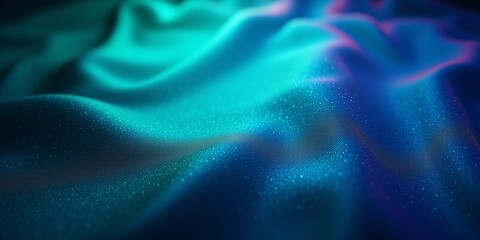 Obraz premium Serene Teal and Blue Fabric Drape; Glimmering, Textured Waves of Color.