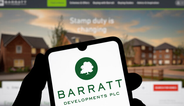 Dhaka, Bangladesh- 3 Dec 2024: Barratt Developments plc logo is displayed on smartphone.