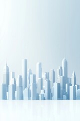Naklejka premium White background, light blue gradient city skyline, in a minimalist design, 3d rendered style