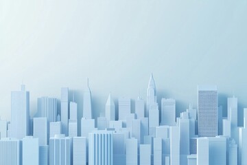 Obraz premium White background, light blue gradient city skyline, in a minimalist design, 3d rendered style