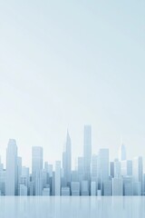 Fototapeta premium White background, light blue gradient city skyline, in a minimalist design, 3d rendered style