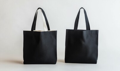 Canvas bag. mockup of fabric tote. Cloth totebag with handle. template of black and white cotton eco bag. Reusable tote for shopping. Blank mock for shopper. Ecobag for grocery