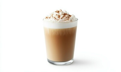 Cup of coffee latte isolated on white backgroud with clipping path