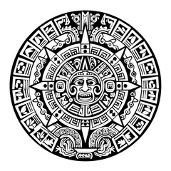 Obraz premium Mayan Symbol – A Captivating Representation of Ancient Mayan Culture and Spirituality. Perfect for Historical Projects, Tattoo Designs, Wall Art, Jewelry, or Esoteric Creations. Mystical Essence