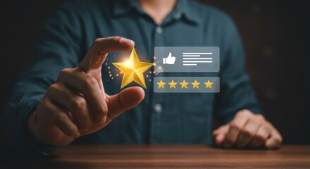 Customer experience enhancement with star rating and feedback concept